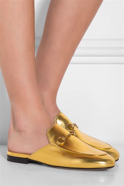 gold gucci princetown|gucci princetown mule women.